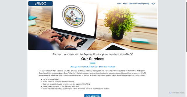 Security scan screenshot of https://efiledcsuperiorcourt.gov/