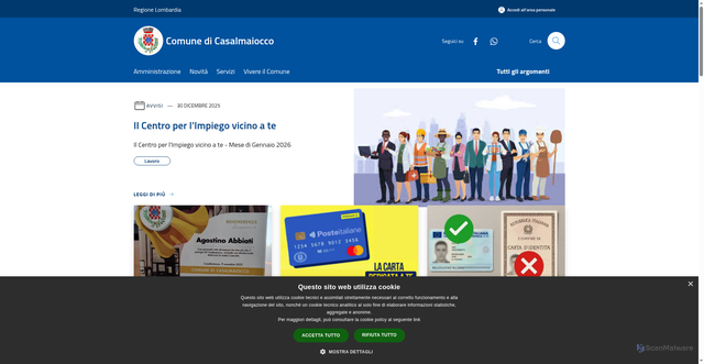 Security scan screenshot of https://www.comune.casalmaiocco.lo.it/it