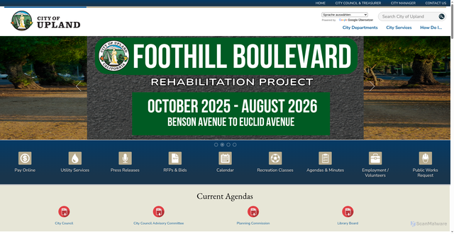 Security scan screenshot of https://uplandca.gov/
