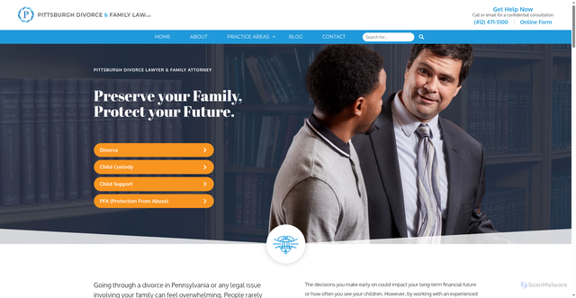 Security scan screenshot of https://www.pittsburghfamilylawfirm.com/