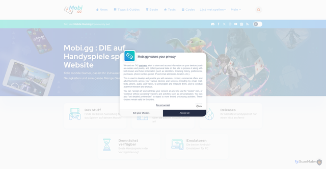 Security scan screenshot of https://mobi.gg