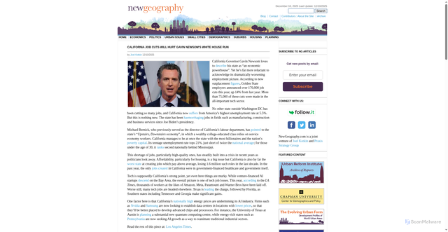 Security scan screenshot of https://www.newgeography.com/content/008744-california-job-cuts-will-hurt-gavin-newsom