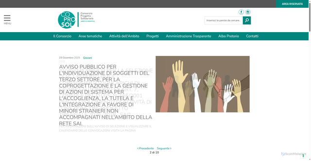 Security scan screenshot of https://www.consorzioprogettosolidarieta.it/