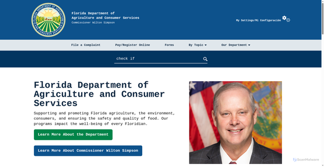 Security scan screenshot of https://www.fdacs.gov/