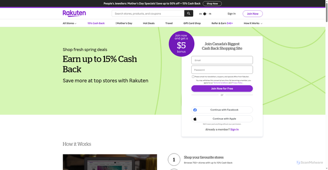 Security scan screenshot of https://www.rakuten.ca