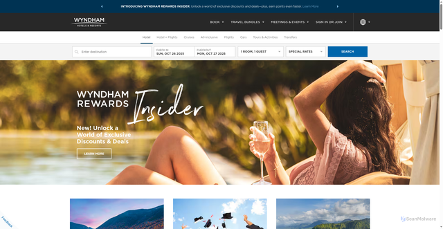 Security scan screenshot of https://www.wyndhamhotels.com/