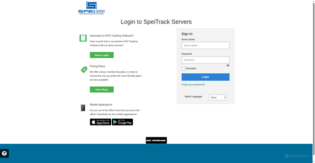 Security scan screenshot of https://www.speitrack.it