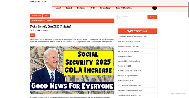 Security scan screenshot of https://nicklasskovm.pages.dev/rqbma-social-security-cola-2025-projected-dpkpz/