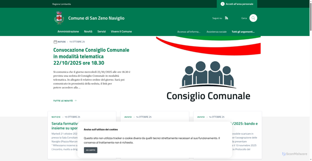 Security scan screenshot of https://www.comune.sanzenonaviglio.bs.it/