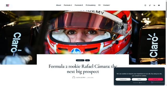 Security scan screenshot of https://theslipstreameffect.com/formula-2-rookie-rafael-camara/