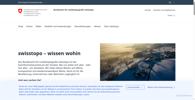 Security scan screenshot of https://www.swisstopo.admin.ch/de
