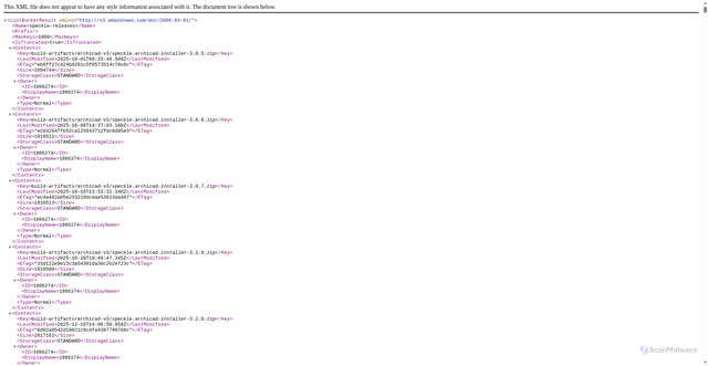 Security scan screenshot of https://releases.speckle.dev