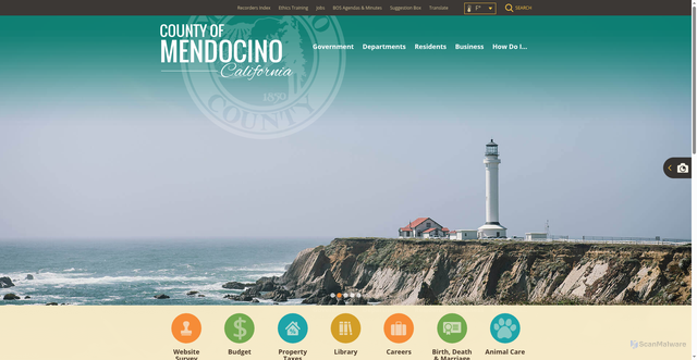 Security scan screenshot of https://www.mendocinocounty.gov/