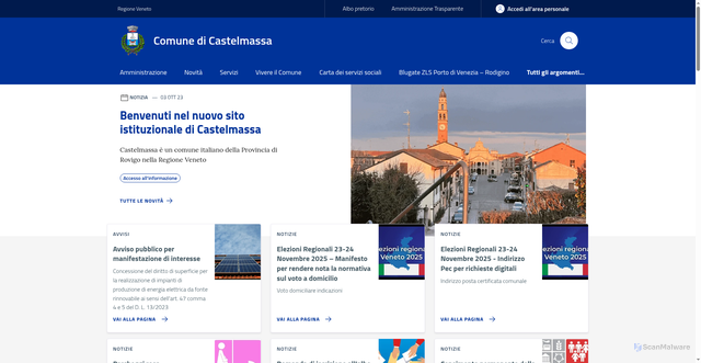 Security scan screenshot of https://www.comune.castelmassa.ro.it/