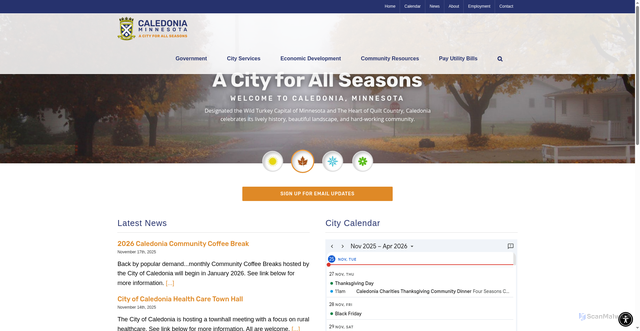Security scan screenshot of https://www.caledoniamn.gov/