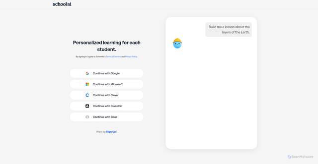 Security scan screenshot of https://app.schoolai.com
