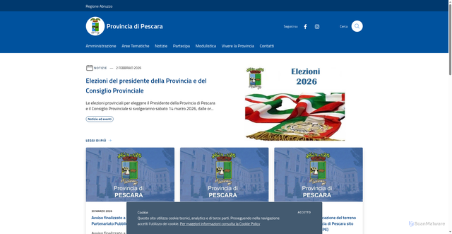 Security scan screenshot of https://www.provincia.pescara.it/it
