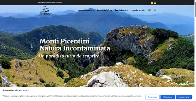 Security scan screenshot of https://www.parcoregionalemontipicentini.it/