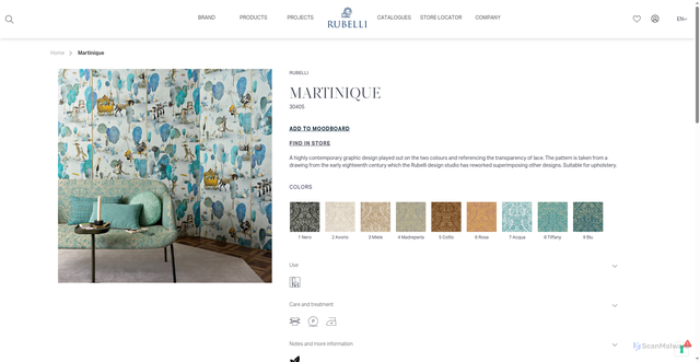 Security scan screenshot of https://www.rubelli.com/en/martinique-30405