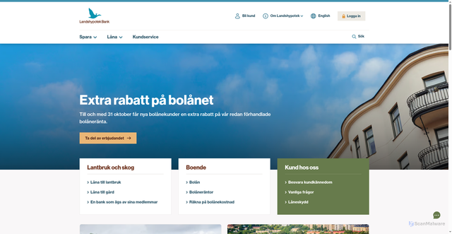 Security scan screenshot of https://landshypotek.se