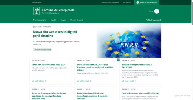 Security scan screenshot of https://comune.cercepiccola.cb.it/