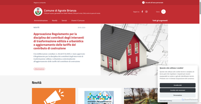 Security scan screenshot of https://comune.agratebrianza.mb.it:443/