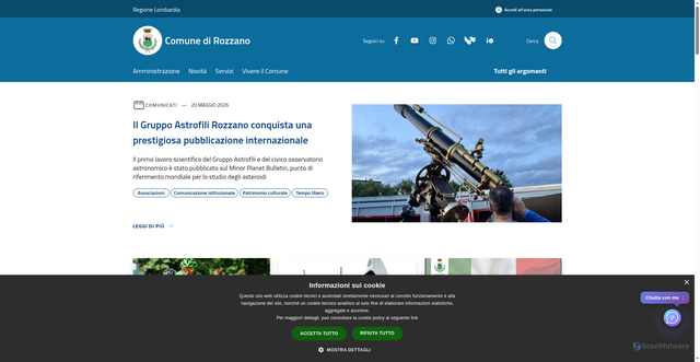 Security scan screenshot of https://www.comune.rozzano.mi.it