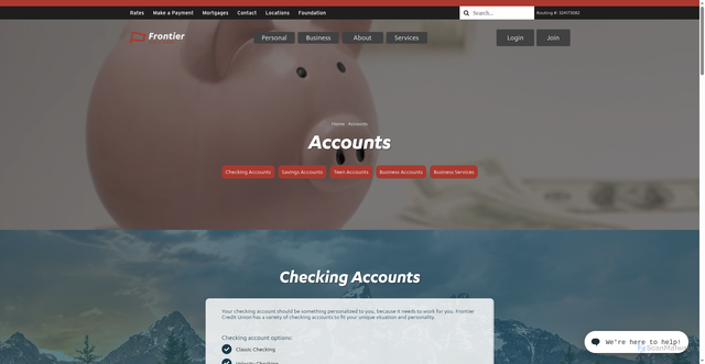 Security scan screenshot of https://frontiercreditunion.com/accounts/
