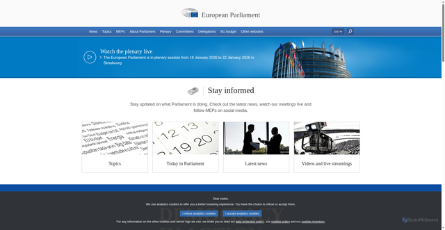 Security scan screenshot of https://www.europarl.europa.eu/