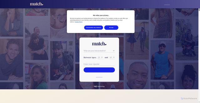Security scan screenshot of https://us.match.com