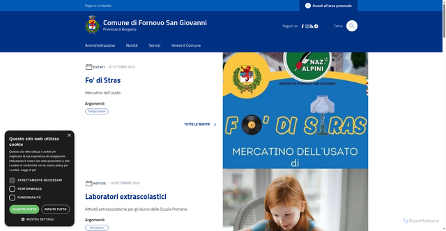 Security scan screenshot of https://www.comune.fornovosangiovanni.bg.it/