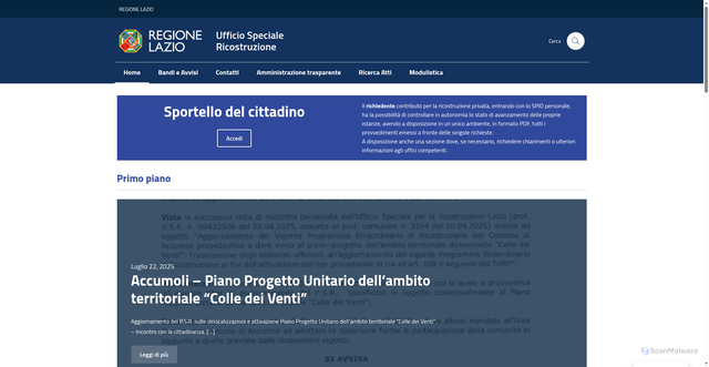Security scan screenshot of https://usrsisma.regione.lazio.it/