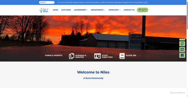 Security scan screenshot of https://townofnilesny.gov/