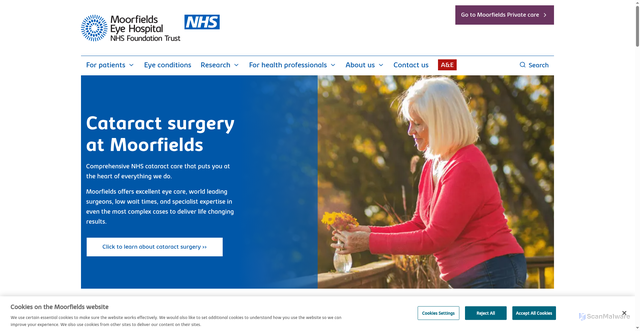 Security scan screenshot of https://www.moorfields.nhs.uk/