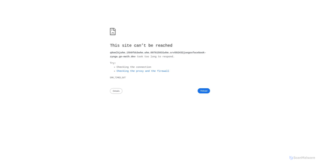 Security scan screenshot of https://q0omlkjwhm.ihh0fdcbwhm.whm.097615031whm.srv592432juegosfacebook-zynga.gn-math.dev/