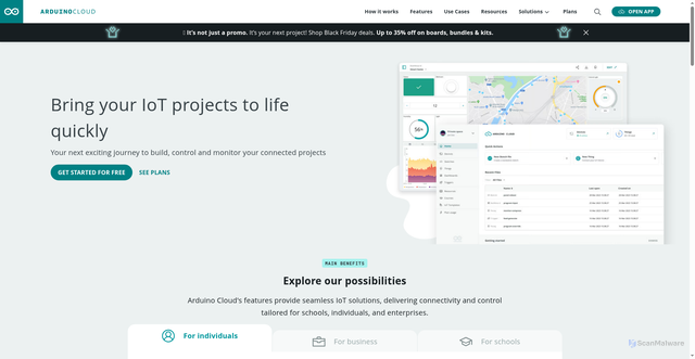 Security scan screenshot of https://cloud.arduino.cc/