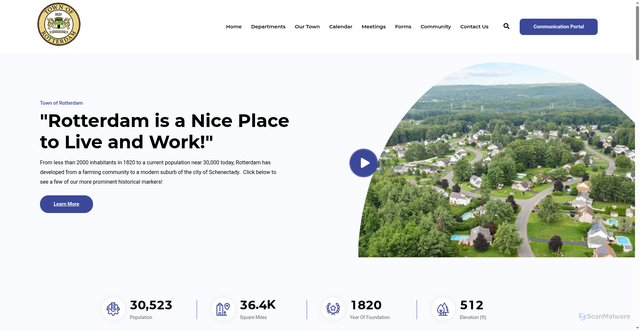 Security scan screenshot of https://townofrotterdam.gov/