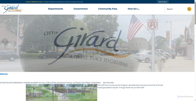 Security scan screenshot of https://girardkansas.gov/