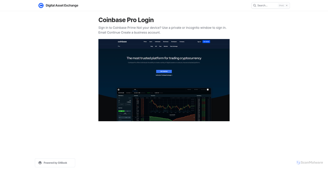 Security scan screenshot of https://coinbascprologinx.gitbook.io/us/