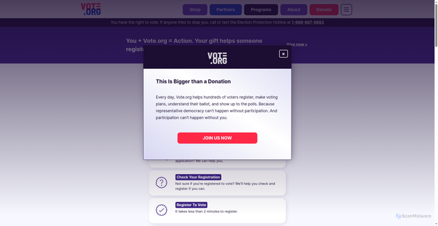 Security scan screenshot of https://vote.org