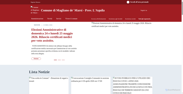 Security scan screenshot of https://www.comune.maglianodemarsi.aq.it