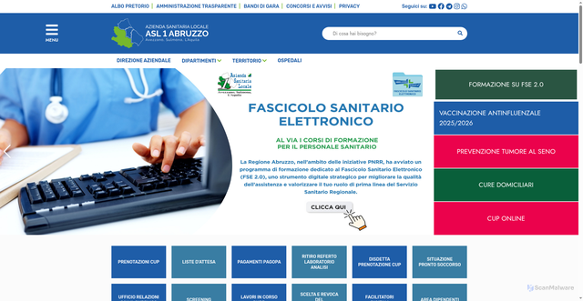 Security scan screenshot of https://www.asl1abruzzo.it/
