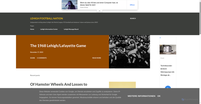 Security scan screenshot of https://lehighfootballnation.blogspot.com/