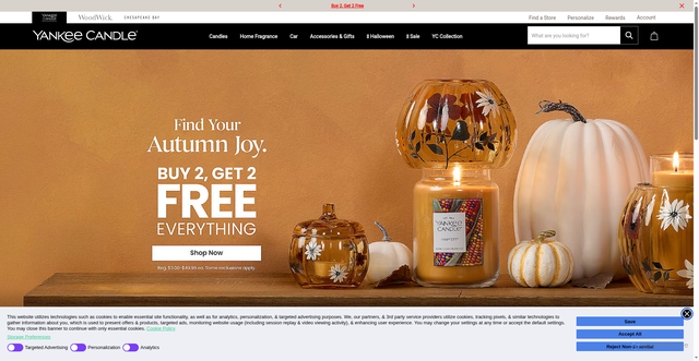 Security scan screenshot of https://yankeecandle.com