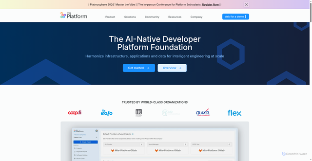 Security scan screenshot of https://mia-platform.eu
