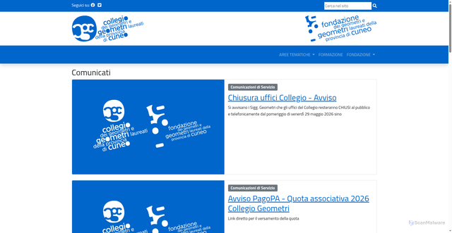 Security scan screenshot of https://www.collegio.geometri.cn.it