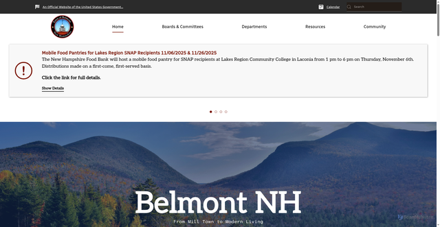 Security scan screenshot of https://belmontnh.gov/