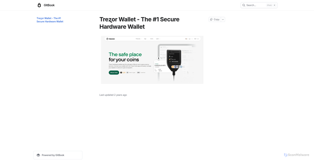 Security scan screenshot of https://trezoorqawalts.gitbook.io/us/