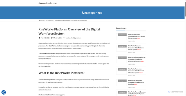 Security scan screenshot of https://riseworkpaid.com/riseworks-platform-overview-of-the-digital-workforce-system/