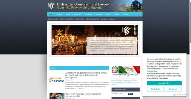 Security scan screenshot of https://www.ordineconsulentidellavorosavona.it